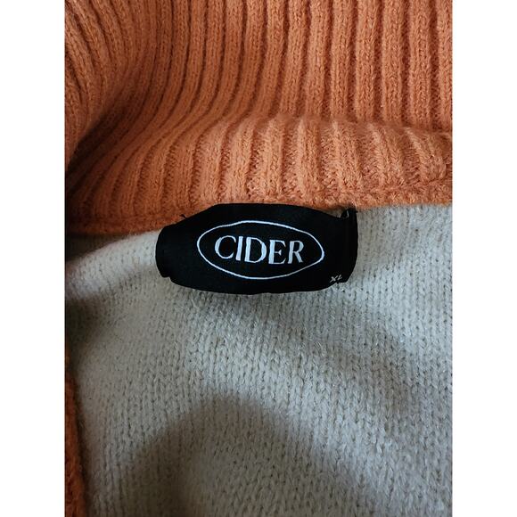 Cider Cream Orange Brown Pullover Wide Collar Fridge Wool Blend Sweater XL - Picture 4 of 4